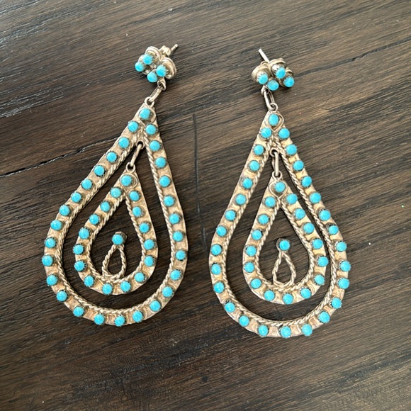 Jewelry - Sterling Silver and Turquoise teardrop earrings.